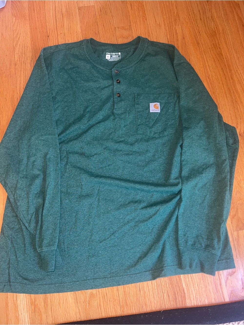 Carhartt Forest Green Long-Sleeve Henley Pocket Shirt